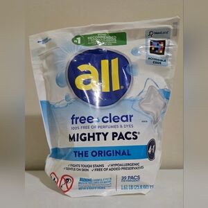 All Free Clear Mighty Pacs Laundry Detergent 39 pods, Brand New